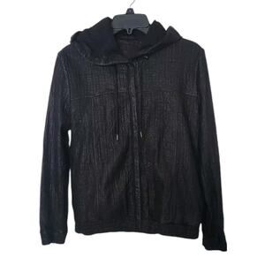 Zabari Soho Hide Perforated Leather Men Jacket With Hood Size M